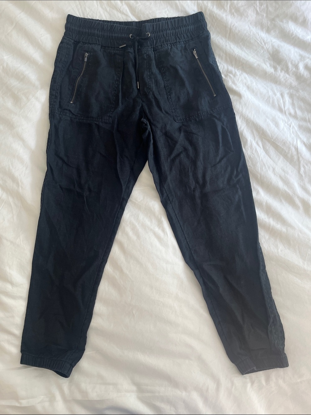 Athleta Black Women's Linen Zip-Pocket Jogger Pants